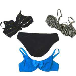 Mix & Match M/L Bikini: 3 Tops with Underwire (fit 34-36C) Black Bottoms M/L